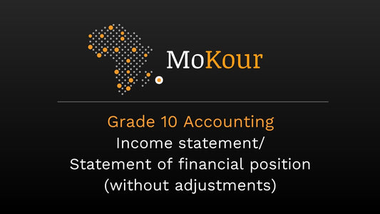 Grade 10 Accounting: Income statement/Statement of financial position (without adjustments)