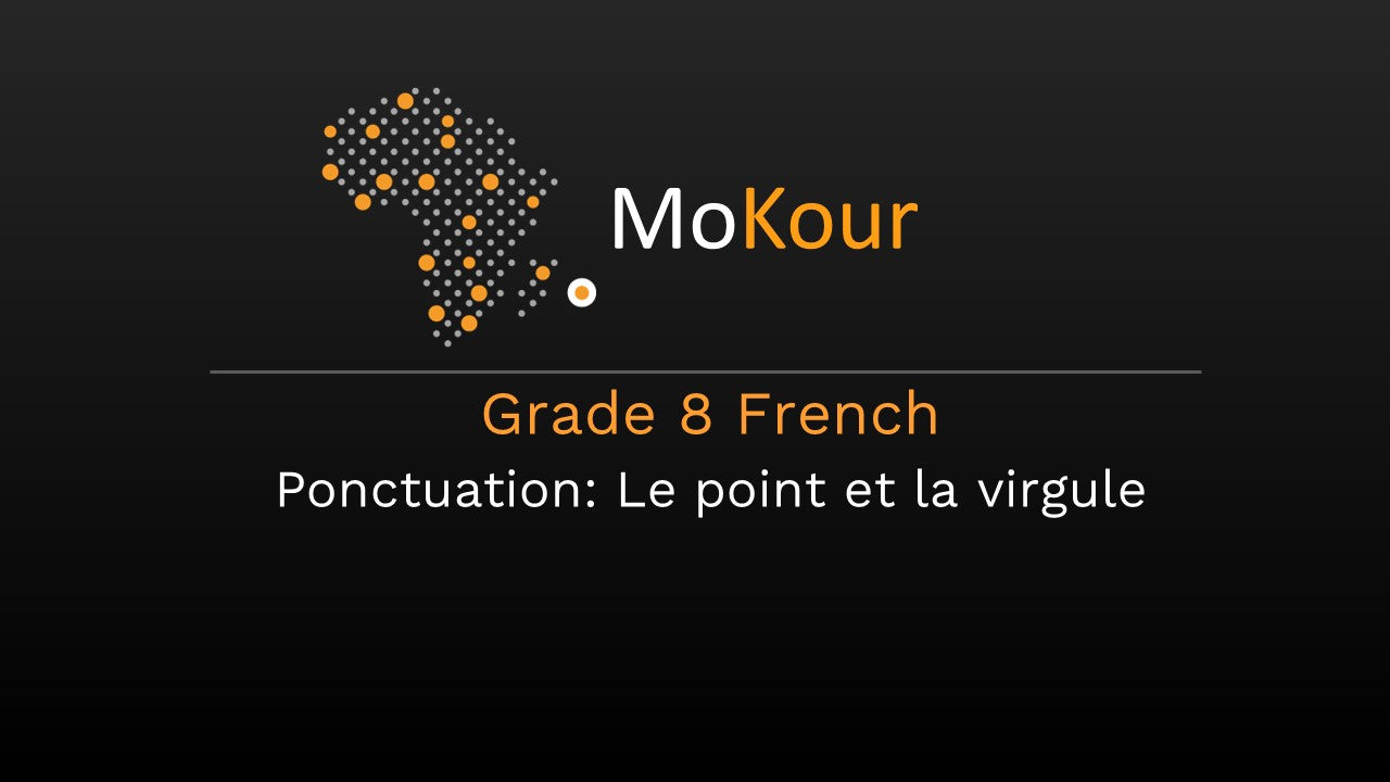 Grade 8 French Ponctuation: Le point et la virgule