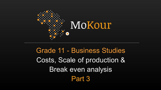 Grade 11 Business Studies: Costs, Scale of Production & Break even analysis - Part 3