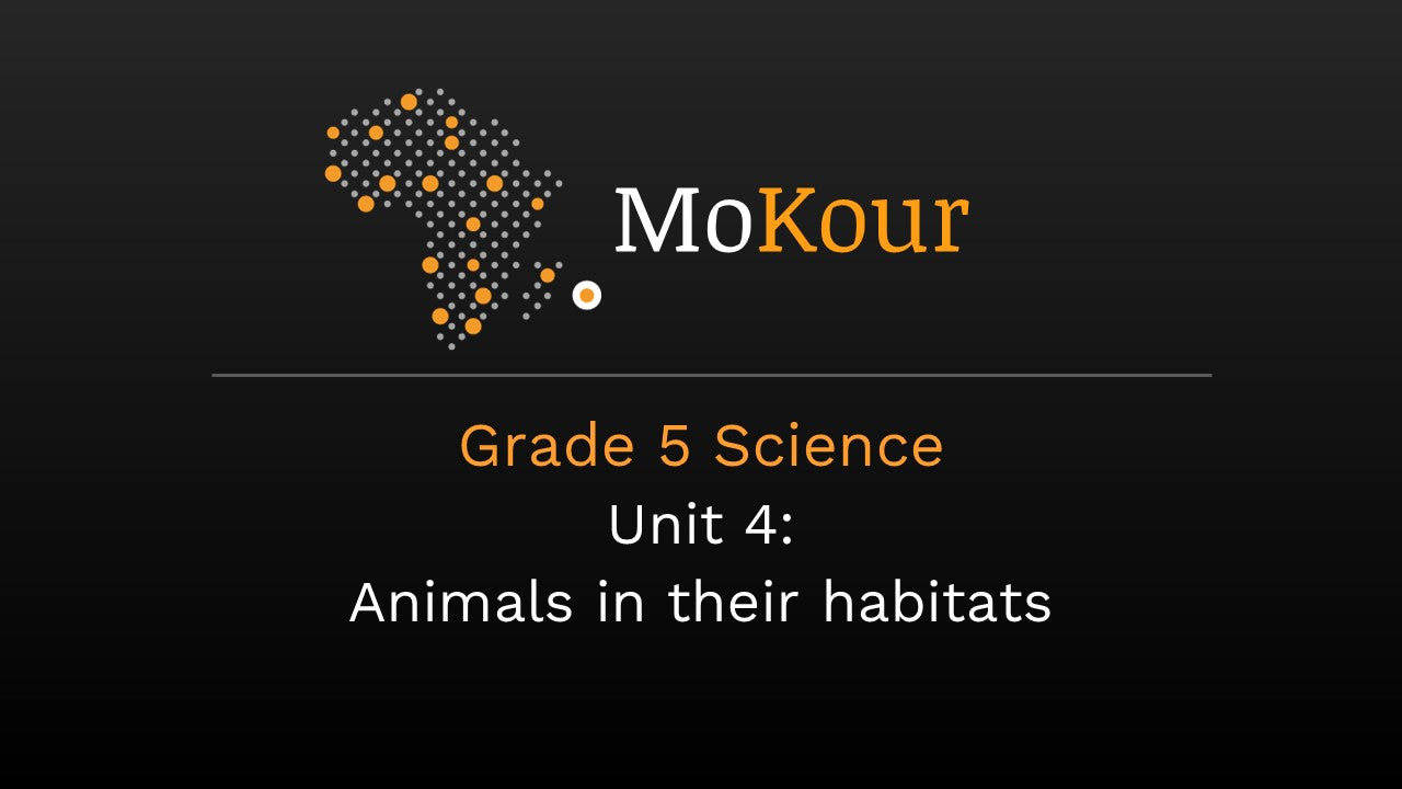 Grade 5 Science Unit 4 - Animals in their habitats