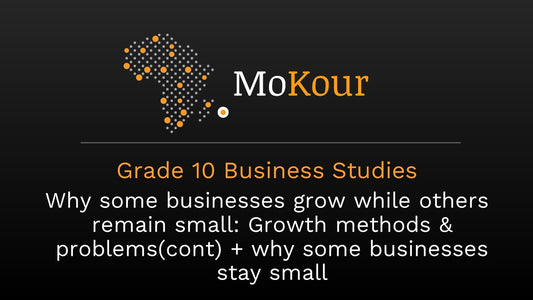 Grade 10 Business Studies: Why some businesses grow while others remain small: Growth methods & problems (cont) + why some businesses stay small